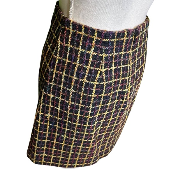Hutch Windowpane Print Tweed Mini Skirt in Black & Multicolor Size XS - Picture 7 of 15